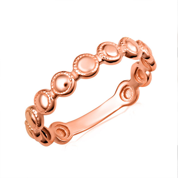 Rose Gold Beaded Circle Bubble Band Eternity Ring