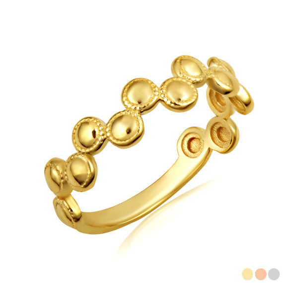 Gold Beaded Circle Bubble Band Ring