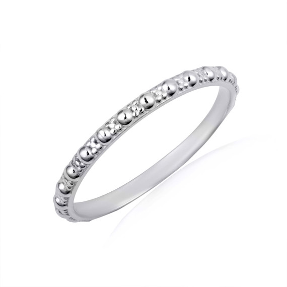 .925 Sterling Silver Beaded Bubble Eternity Band Ring