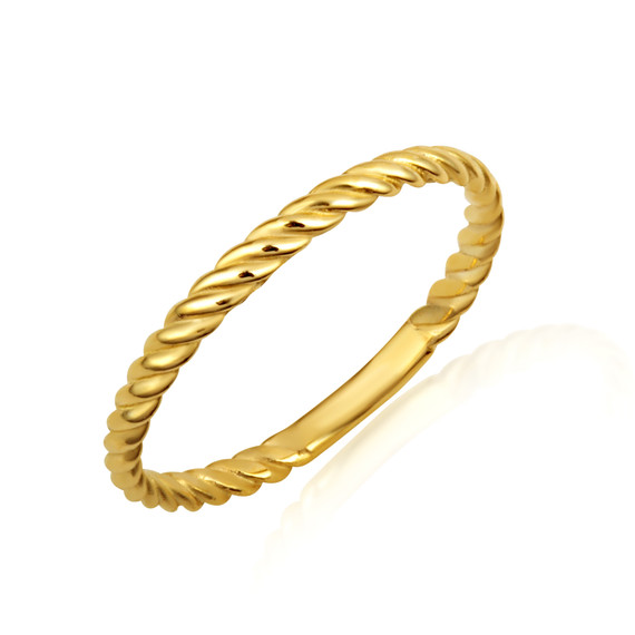 Gold Twisted Rope Eternity Band Ring