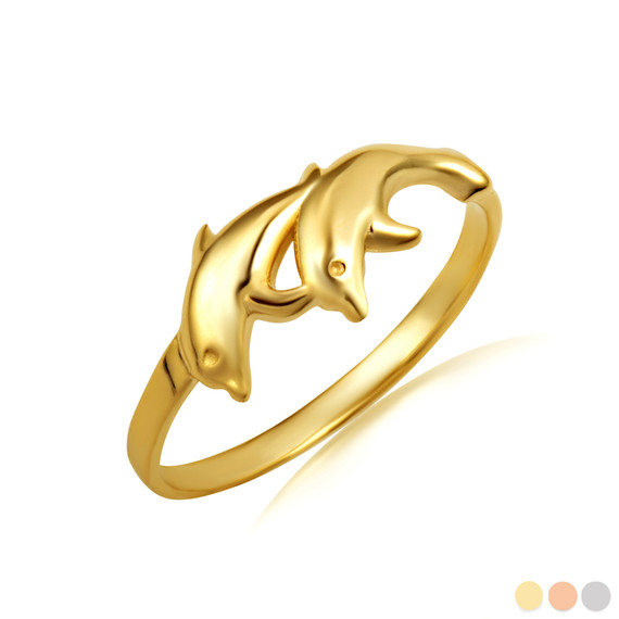 Gold Dolphins Ocean Ring