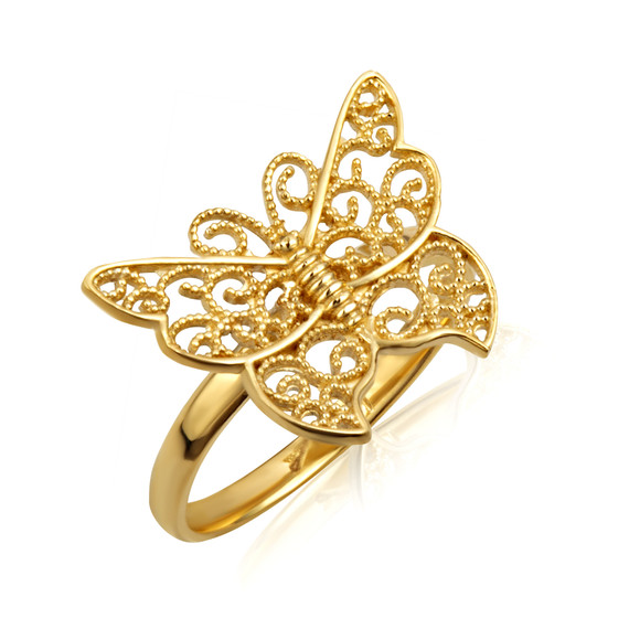 Gold Filigree Butterfly Ring