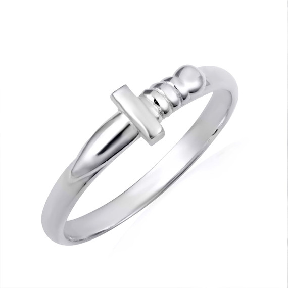 White Gold Sword Band Ring