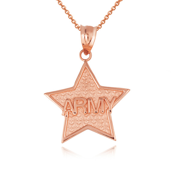 Rose Gold United States Army Officially Licensed Star Pendant Necklace