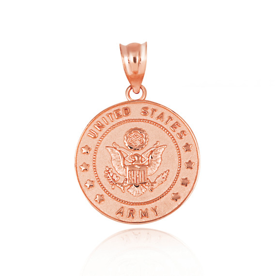 Rose Gold United States Army Officially Licensed Eagle Emblem Medallion Pendant