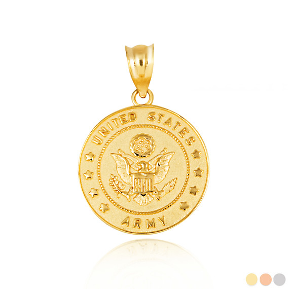 Gold United States Army Officially Licensed Eagle Emblem Medallion Pendant
