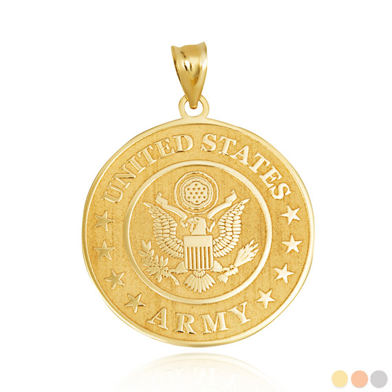 Gold Personalized United States Army Medallion Reversible Pendant
