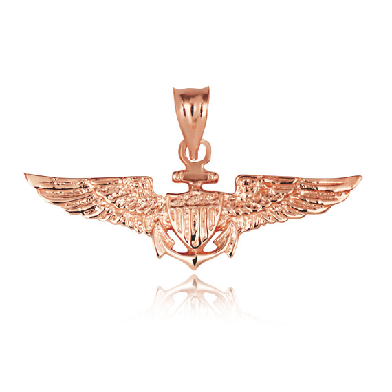 Rose Gold United States Navy Officially Licensed Shield Eagle Anchor Emblem Pendant