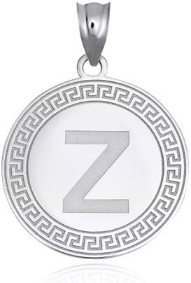 Gold Letter "A-Z" Initial Greek Key Medallion Pendant Necklace (Available in Yellow/Rose/White Gold)