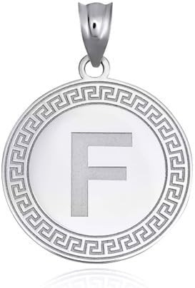 Gold Letter "A-Z" Initial Greek Key Medallion Pendant Necklace (Available in Yellow/Rose/White Gold)