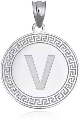 Gold Letter "A-Z" Initial Greek Key Medallion Pendant Necklace (Available in Yellow/Rose/White Gold)