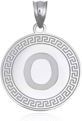 Gold Letter "A-Z" Initial Greek Key Medallion Pendant Necklace (Available in Yellow/Rose/White Gold)
