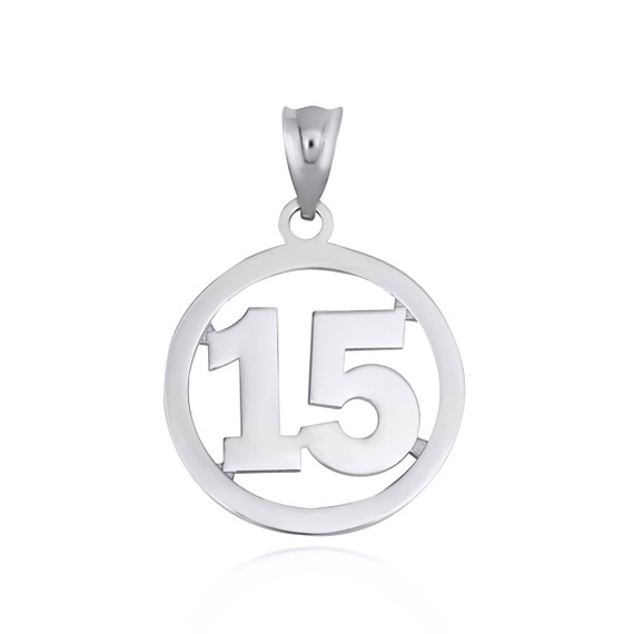 .925 Sterling Silver Personalized Jersey Number Sports Circle Pendant Necklace