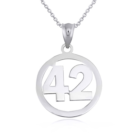 .925 Sterling Silver Personalized Jersey Number Sports Circle Pendant Necklace