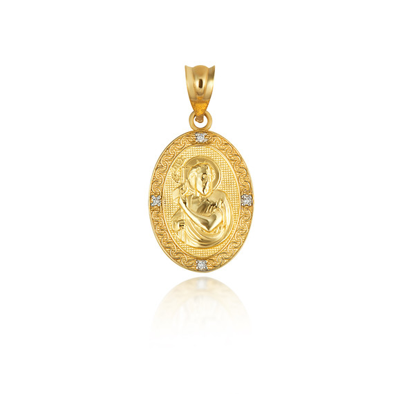Gold Saint John Oval Victorian Medallion Pendant