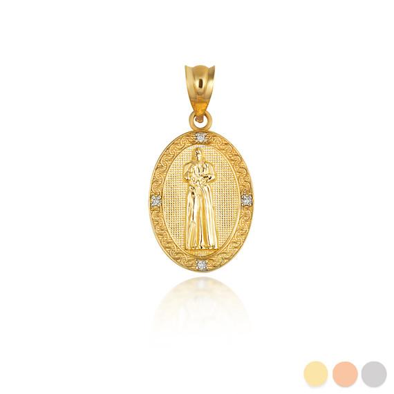 Gold Saint Pio Oval Victorian Medallion Pendant