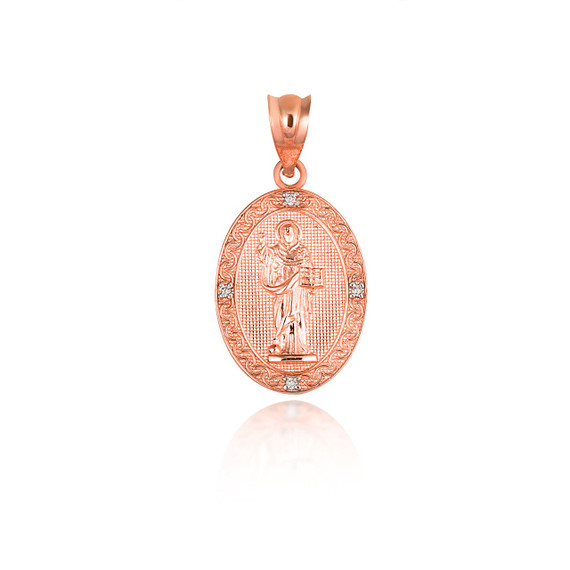 Rose Gold Saint Dominic Oval Victorian Medallion Pendant