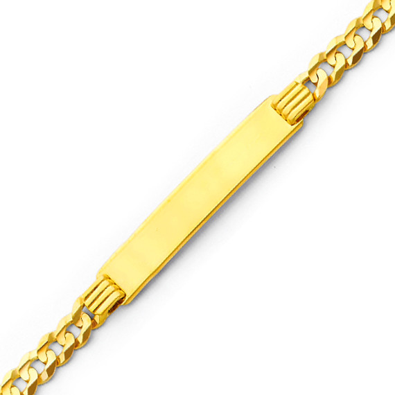 Men's Yellow Gold ID Cuban Bracelet- (8 ")