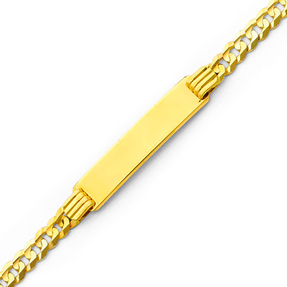 Men's Yellow Gold ID Cuban Bracelet- (7.5")