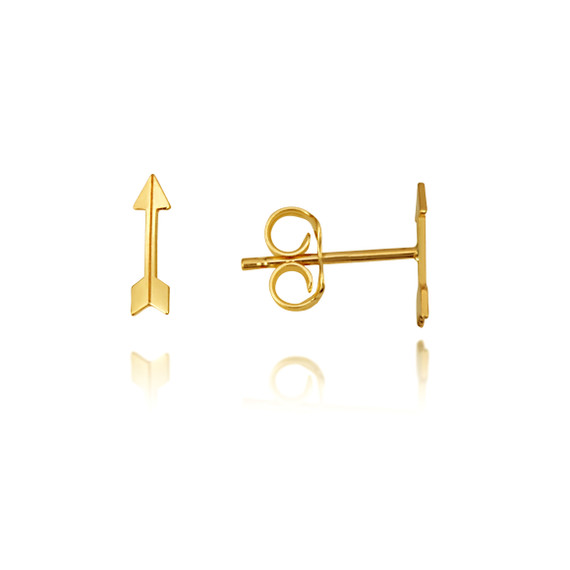 14K Yellow Gold Arrow Stud Earrings