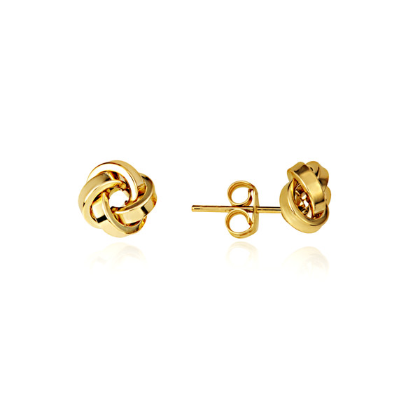Yellow Gold Interlocking Love Knot Stud Earrings