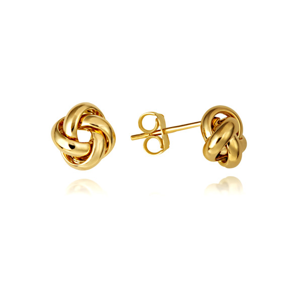 14K Yellow Gold Intertwined Love Knot Stud Earrings