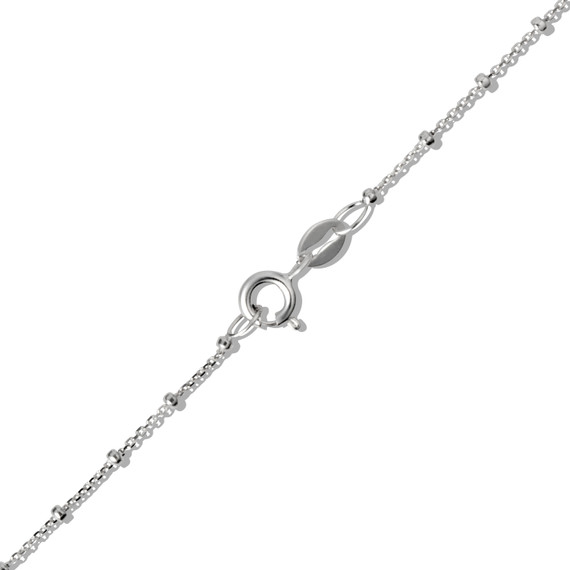 .925 Sterling Silver Dainty Beaded Jesus Christ Cross Crucifix Rosary Necklace Chain