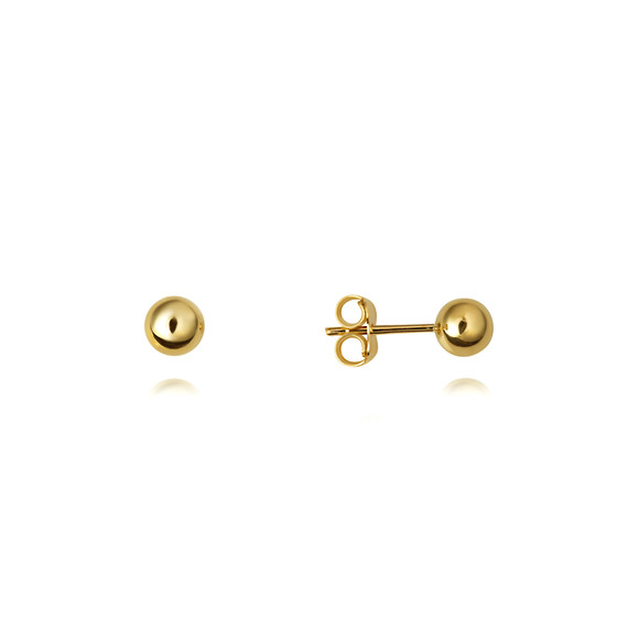 14K Yellow Gold Ball Stud Bead Earrings 5mm
