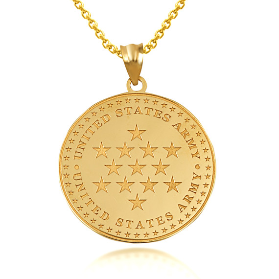 Gold US Army Historical Stars Pendant Necklace