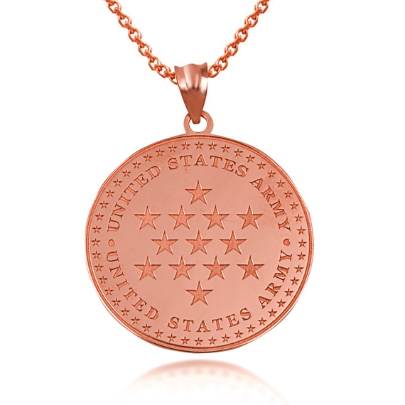 Rose Gold US Army Historical Stars Pendant Necklace