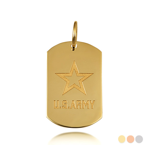 Gold US Army Logo Dog Tag Pendant