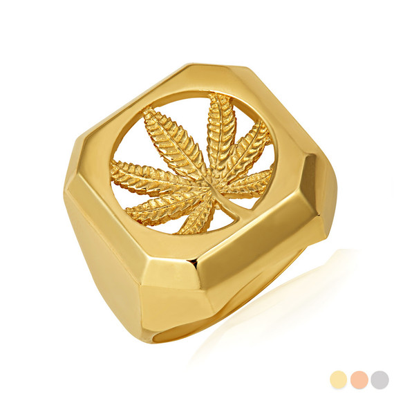 Gold Marijuana Leaf Weed Signet Ring