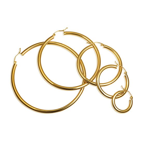 14K Gold Tube Hoop Earrings