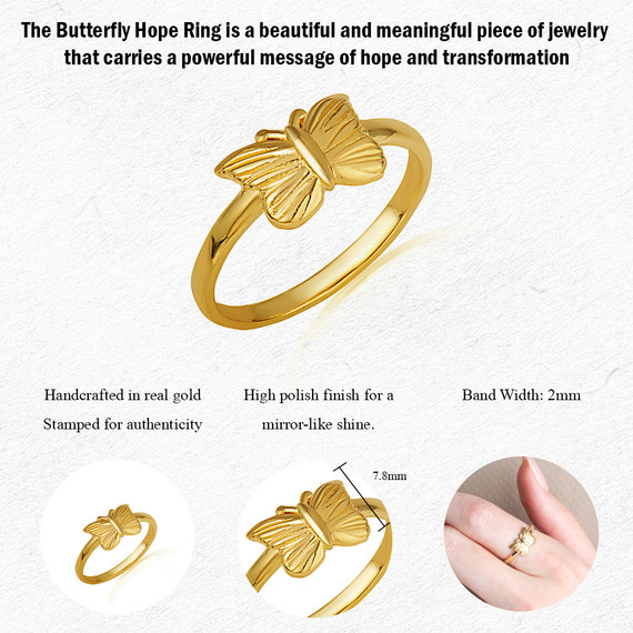 Gold Butterfly Hope Ring (Available in Yellow/Rose/White Gold)