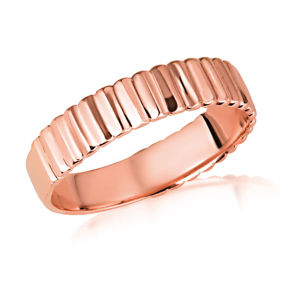 Rose Gold Classic Ribbed Band Ring