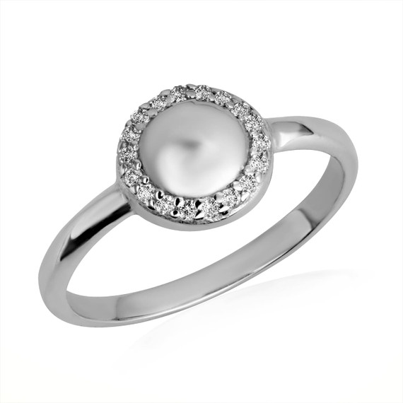 White Gold Diamond Round Circle Ring