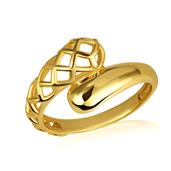Gold Geometric Design Wraparound Ring