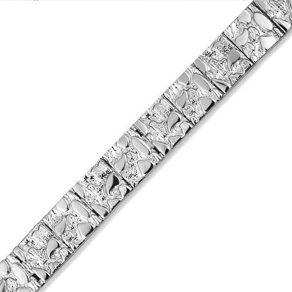 .925 Sterling Silver Small Textured Nugget Bracelet