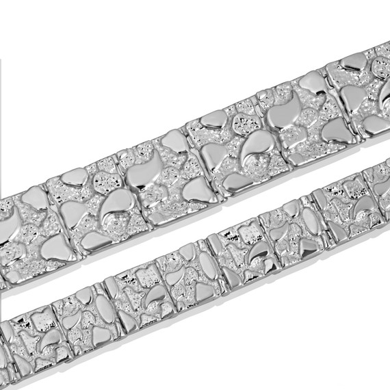 .925 Sterling Silver Textured Nugget Bracelet S/L