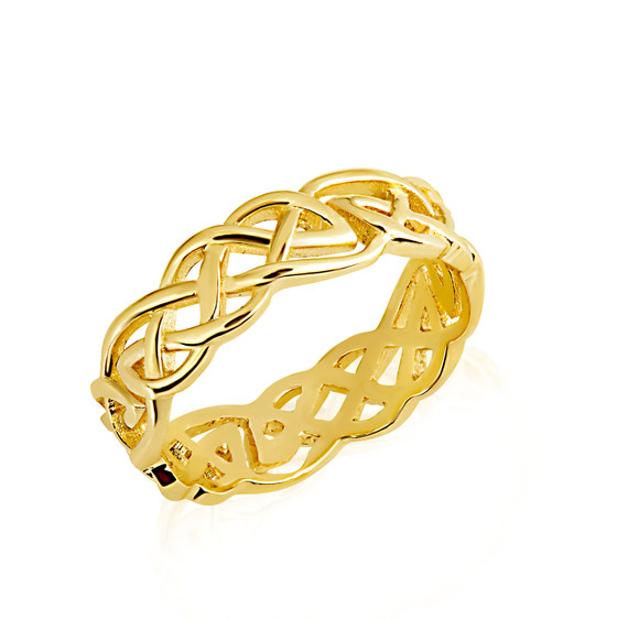 Gold Unisex Irish Celtic Trinity Knot Eternity Wedding Band Ring