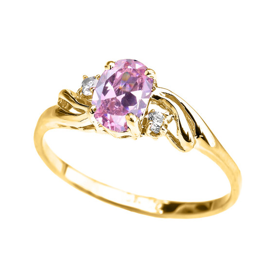 Gold Oval Birthstone Solitaire Proposal Ring (Available in Yellow/Rose/White Gold)