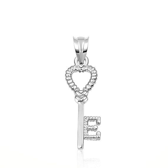 .925 Sterling Silver Heart Lock & Key Letter "A-Z" Initial Love Pendant Necklace