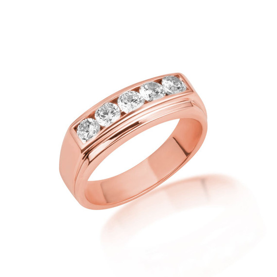 14K Rose Gold Channel Set 1ct Lab Grown Diamond Wedding Band