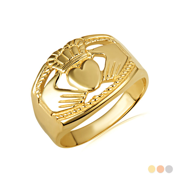 Gold Bold Claddagh Men's Ring