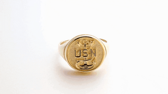 Yellow Gold United States Navy Anchor Officially Licensed Master Chief Petty Officer Round Signet Ring video