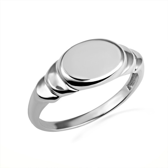 .925 Sterling Silver Ribbed Oval Engravable Signet Ring