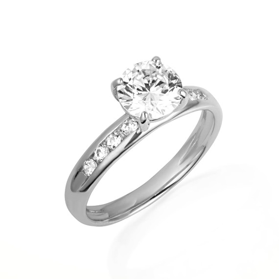 White Gold Lab Grown Diamond Wedding Band Ring Set