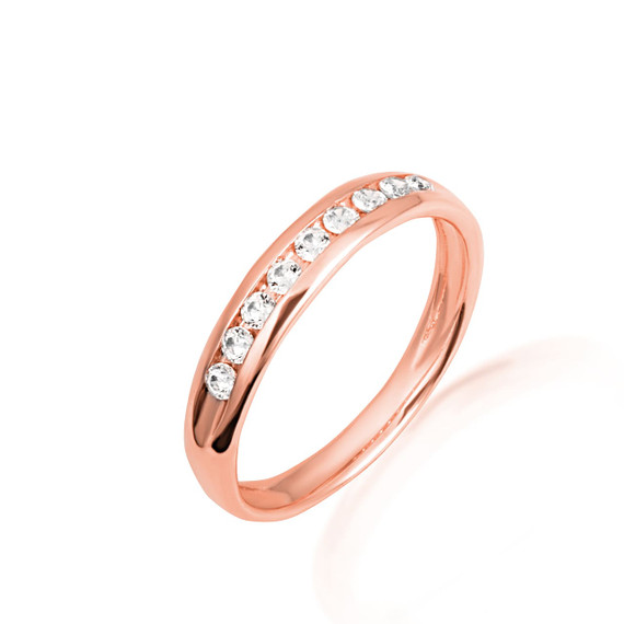 Rose Gold Lab Grown Diamond Wedding Band Ring Set