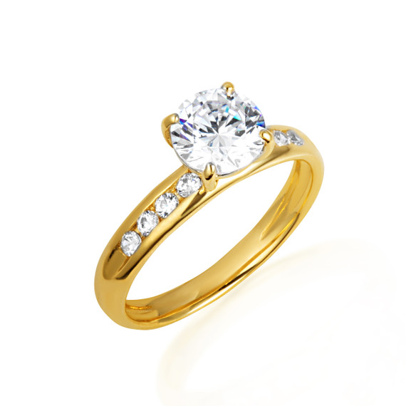 Gold Lab Grown Diamond Wedding Band Ring Set