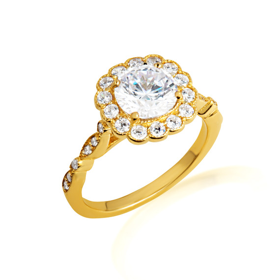 14KGold Lab Grown Diamond Halo Engagement Ring
